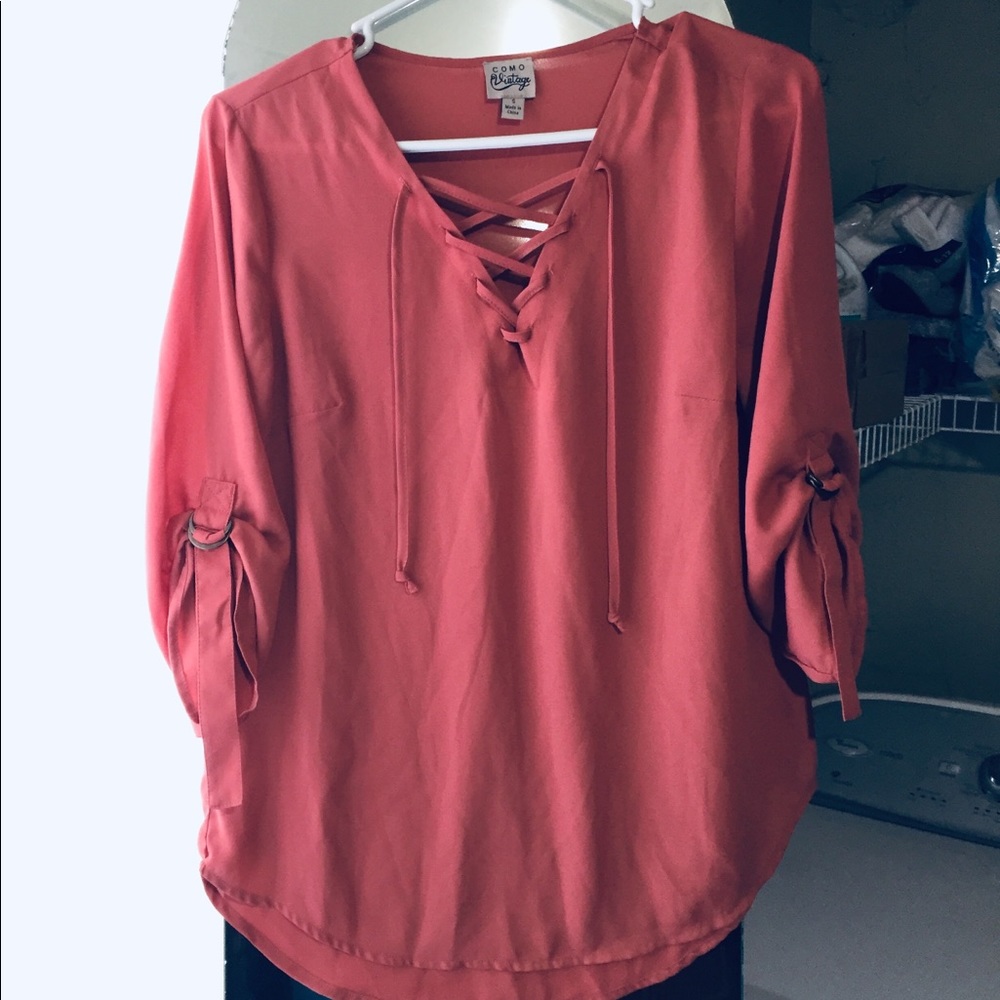 Beautiful Como Vintage Burnt Orange Blouse